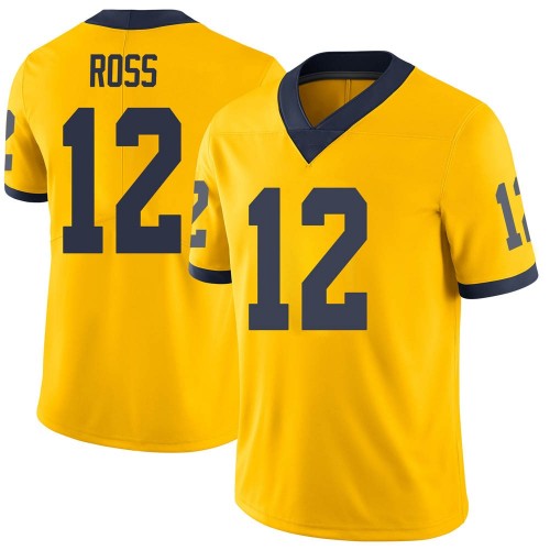 Josh Ross Michigan Wolverines Men's NCAA #12 Maize Limited Brand Jordan College Stitched Football Jersey QYD2354HV